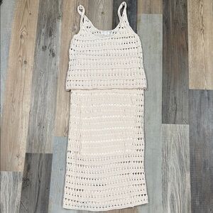 Blu Pepper Crochet crop top and Midi Skirt set